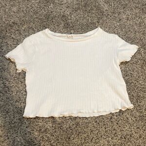 SHEIN white ruffled cropped tee 11-12 Y